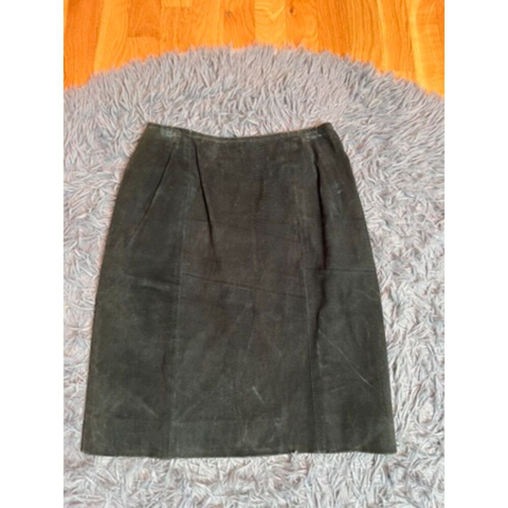 Vintage Chia Dark Green Leather Suede Mini Skirt Size S